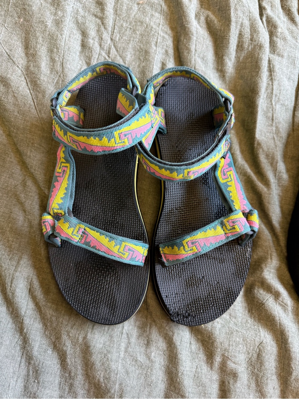 Teva Women's Multicolor Strappy Sandals in Black Footbed